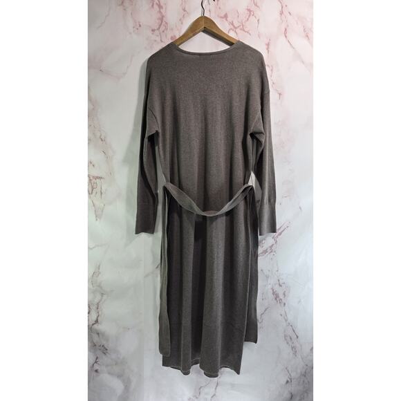 Rails Dress Womens Medium Brown Sweater Margot Midi Maxi Bow Cashmere - Picture 7 of 15